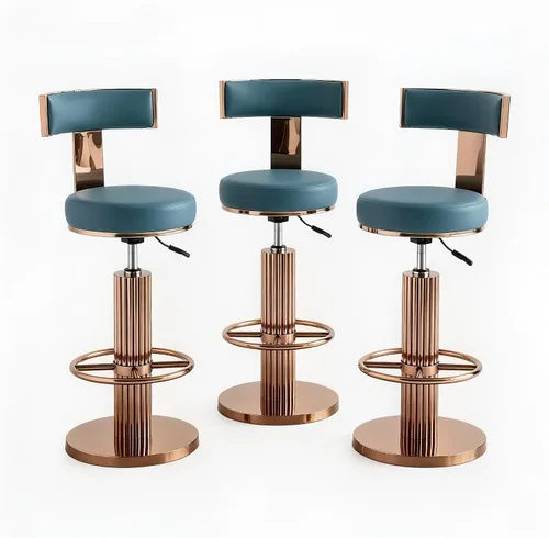Vista 10 de FUNROLUX Gold Bar Stools, Adjustable Swivel Counter Height Barstools Black Negro