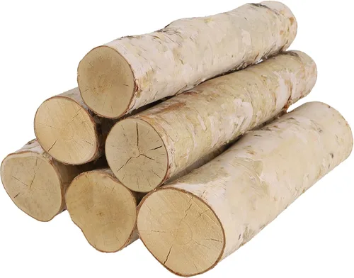 Vista 10 de Sancodee Paquete de 6 troncos de abedul blanco para chimenea - Troncos de árbol de abedul para decoración, leña decorativa para repisa falsa