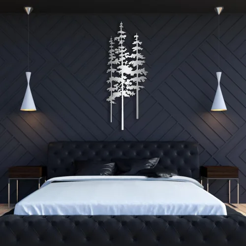 Vista 6 de Arte de pared de metal de pino, arte de pino metálico, arte de pared de árbol de metal, decoración de árbol extragrande, decoración de pared