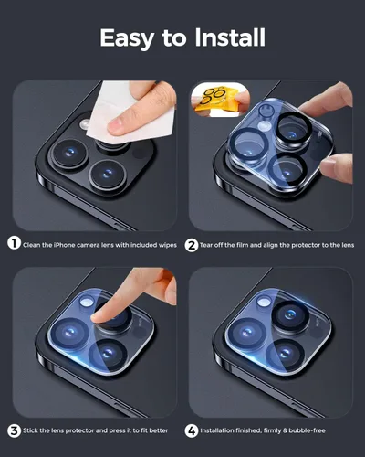 Vista 7 de Protector de lente de cámara para iPhone, vidrio templado 9H, antiarañazos, compatible con fundas, círculo nocturno, claridad HD sin burbujas