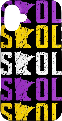 Vista 23 de Funda para iPhone 13 Pro Max SKOL envejecido vikingo vintage morado y amarillo sobre negro