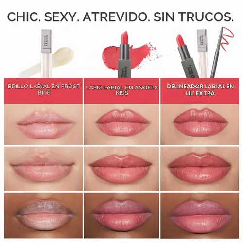 Vista 2 de Rinna Beauty Icon Lip Kit - Amelia - Kit de labios todo en uno, incluye lápiz labial, brillo de labios, delineador de labios, aspecto rosa dulce