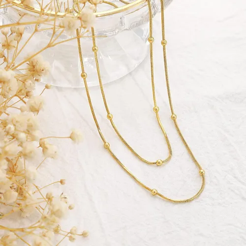 Vista 6 de CHESKY - Gargantilla de oro para mujer, chapado en plataoro de 14 quilates, gargantilla de cuentas satélite, delgada, de moda, collares de clip
