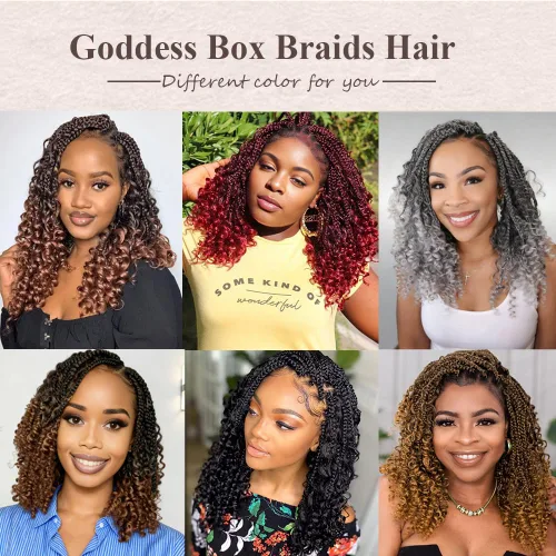Vista 6 de Goddess Box Braids 1B3330 - Trenzas de ganchillo bohemias de 10 pulgadas para mujeres negras, paquete de 7 paquetes de trenzas bohemias preenlazadas