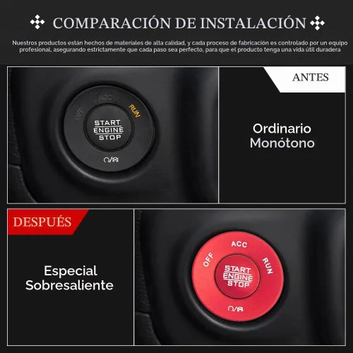 Vista 2 de LECART Accesorios para Interior de Coche Rojo Botón de Arranque y Parada del Motor Adhesivos de Cubierta Compatible con Jeep Wrangler JL JLU