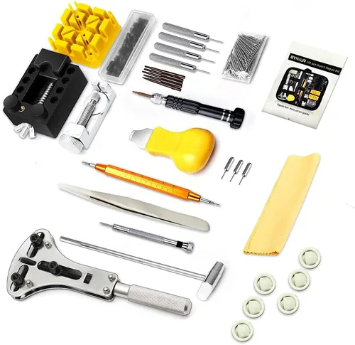 Vista 7 de BYNIIUR Kit de reparación de reloj herramientas de barra de resorte abridor de caja de reloj kit de herramientas de repuesto de batería de reloj