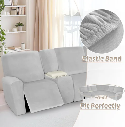 Vista 92 de Arfntevss Fundas de sofá seccional reclinable de terciopelo, Funda de sofá seccional de esquina para sofá reclinable, Funda elástica suave