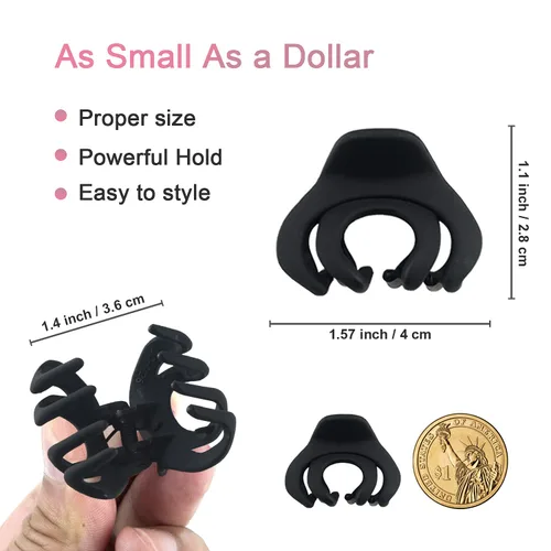 Vista 2 de MAORULU Pinza para el cabello, pinza de pulpo para cabello fino/medio grueso, para mujeres y niñas, 1.5 pulgadas, mini pinzas de mandíbula mate
