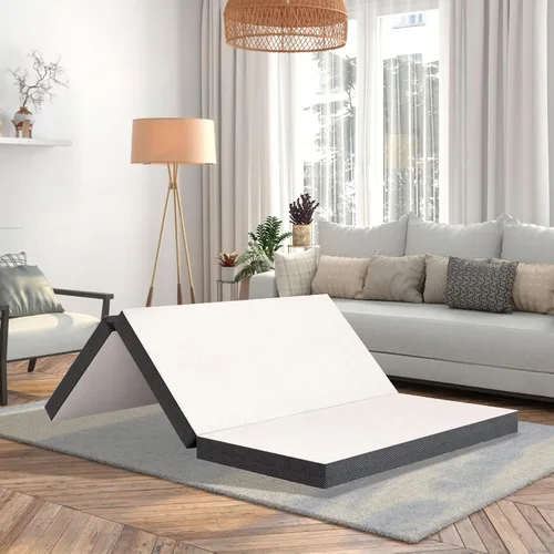 Vista 12 de Colchón plegable, colchón de espuma viscoelástica de gel de tres pliegues, colchón plegable portátil con funda lavable y parte inferior