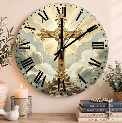 Vista 60 de Reloj de pared con versículo bíblico, con cita religiosa, reloj de madera, texto inspirador cristiano, reloj de madera rústico personalizado