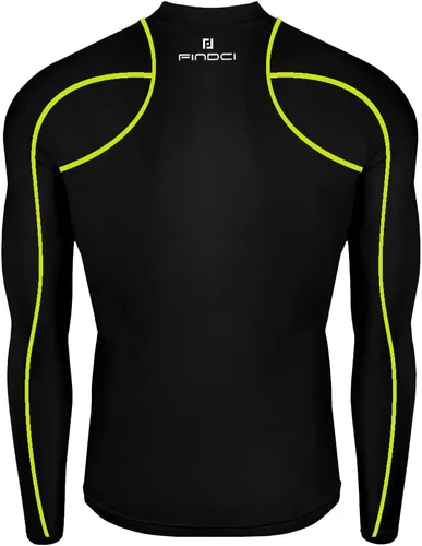 Vista 3 de Conjunto deportivo para hombre, camiseta de compresión y pantalones ajustados para la piel, manga larga, secado rápido, para gimnasio, yoga, Negro