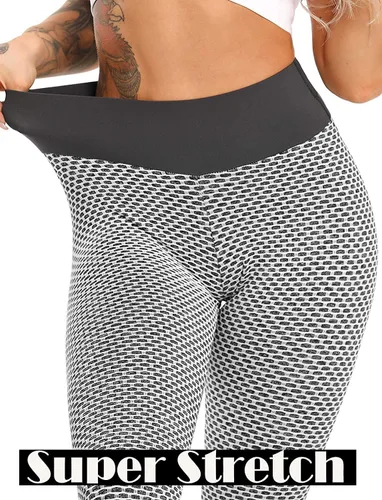 Vista 6 de SEASUM Pantalones de yoga de cintura alta para mujer, leggings fruncidos para entrenamiento, correr, realzar los glúteos, mallas texturizadas