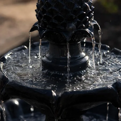 Vista 10 de XBrand Fuente de agua para exteriores de 2 niveles con energía solar de 44 pulgadas, fuente de resina de fibra de vidrio con bomba de apagado Negro