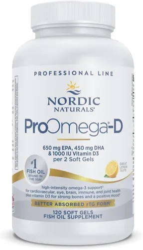 Vista 8 de Nordic Naturals proomega – D – Limón 60 ct. High-potency EPA & DHA fish oil plus vitamin D3 for brain, eye, heart & immune health. 1280 mg omega-3
