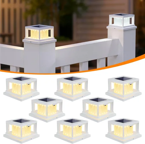 Vista 17 de Paquete de 4 luces solares para postes al aire libre, 2 modos de luz LED para postes de 4 x 4, luz impermeable para decoración de patio, jardín