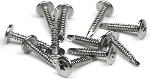 Vista 7 de Paquete de 100 tornillos Phillips autoperforantes de cabeza de oblea de acero inoxidable 410, tornillos Tek de chapa, cabeza de armadura modificada