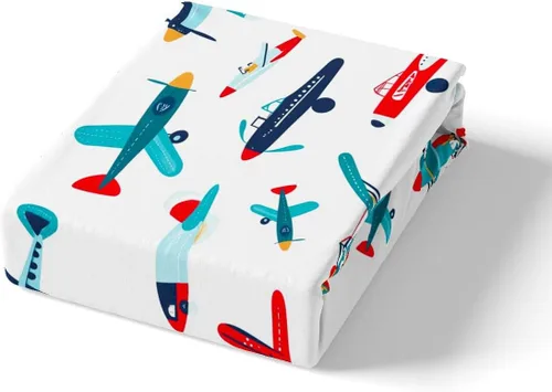 Vista 4 de Juego de sábanas bajeras de dibujos animados de aviones para niños y niñas, juguetes de dibujos animados, ropa de cama con vehículos aeronáuticos
