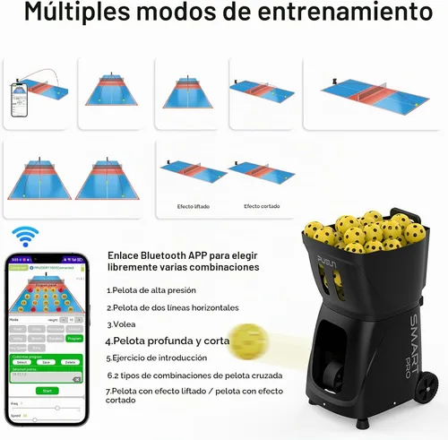 Vista 2 de PP SMART PRO Pickleball Machine, Professional Automatic Ball Launcher with App & Remote Control, 80+ Ball Capacity, Adjustable Speed/Spin/Frequency