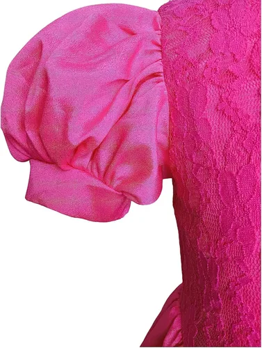 Vista 6 de Xinfenglai Disfraz de princesa rosa para niñas y niños con accesorios varitas mágicas, collares, coronas y guantes