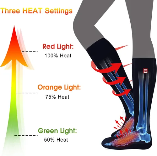 Vista 3 de Autocastle Calcetines calefactables para hombre, recargables, con pilas, calentadores de calor, calentados por batería, calentadores de pies