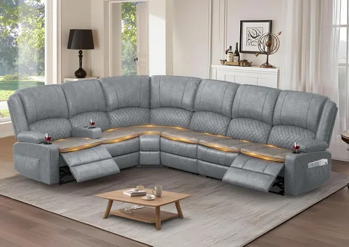 Vista 37 de Yolsali Sofá reclinable, sofá reclinable manual de 3 plazas con cojín de 2 niveles, sofás reclinables para sala de estar con consola removible