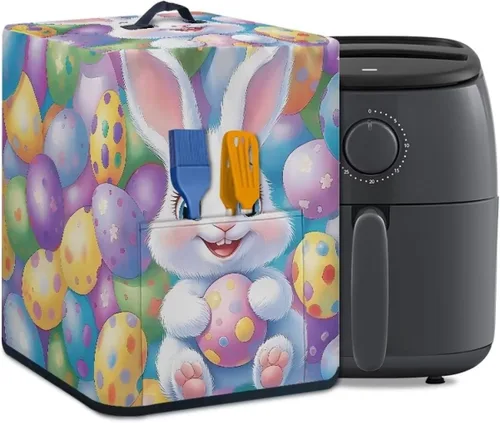 Vista 37 de Air Fryer Oven Dust Cover with Handle and Pocket, Easy Cleaning Electric Appliance Cover, Brown Flower Flor marrón (Brown Flower)