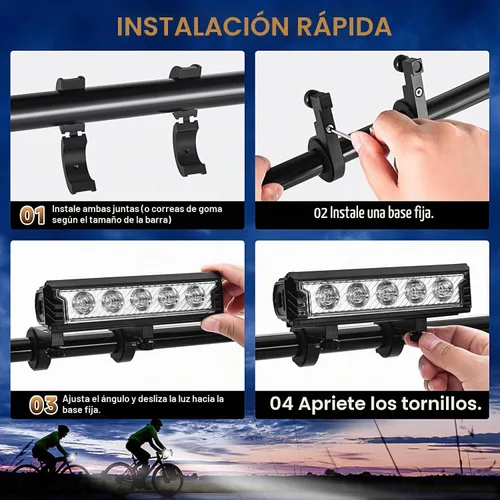 Vista 3 de Potente juego de luces para bicicleta recargables por USB