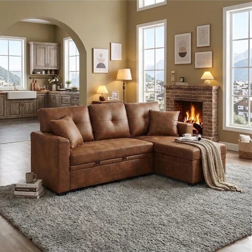 Vista 9 de Sofá seccional en forma de L de 82.5 pulgadas con cama extraíble Gris-oscuro