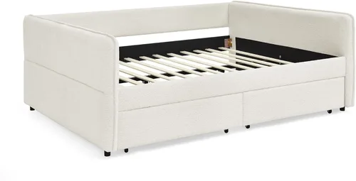 Vista 7 de Sofá cama tapizado tamaño Queen con cajones para adolescentes adultos