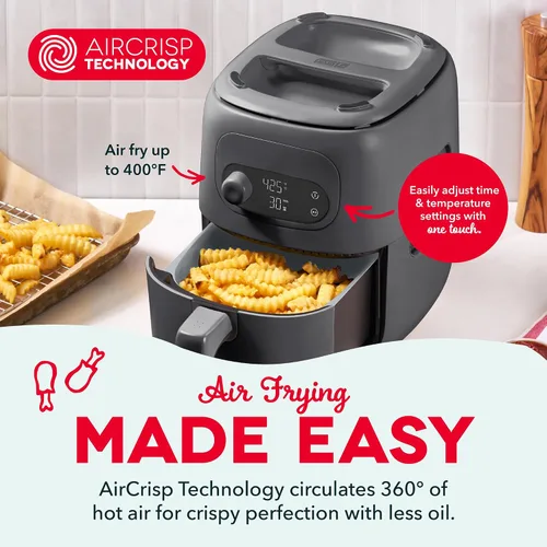 Vista 4 de DASH Flip & Fry - Parrilla + Freidora de aire 2 en 1, 3 QT