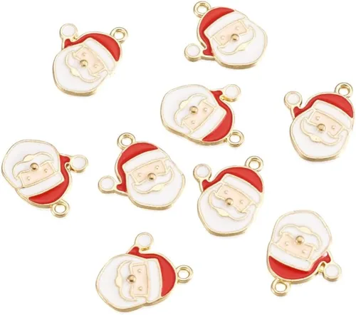 Vista 17 de Cheriswelry Colgantes colgantes de esmalte de aleación de Navidad, dijes de metal, encantadores adornos colgantes para manualidades, pulseras