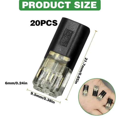 Vista 7 de 20 piezas conectores enchufables de doble cable, conectores de tira de luz LED, 2 pines, conectores de tira de luces LED, conector de cable de bajo