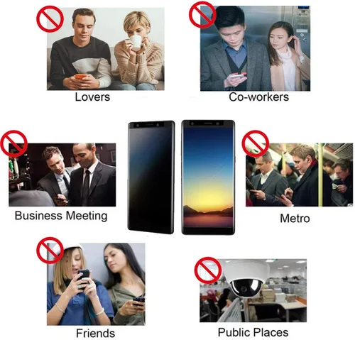Vista 5 de AOKER - Protector de pantalla de privacidad para Galaxy Note 8 / Note 9, película de vidrio templado, borde curvado 3D, fácil de instalar, antiespía