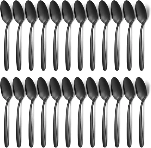 Vista 9 de Unokit - Juego de 24 cucharas de té – Cuchara de acero inoxidable de 6.7 pulgadas, postre, mesa, cucharas de cubiertos solo para el hogar, cocina