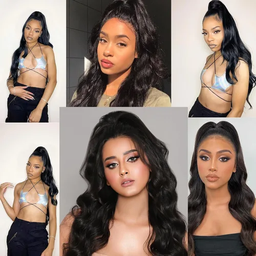 Vista 6 de Cola de caballo de cabello humano ondulado con pasta mágica deformación alrededor de la extensión de cabello humano rizado para mujeres negras, 150%