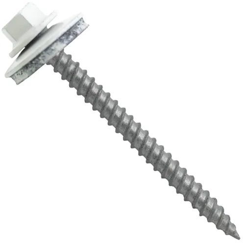 Vista 25 de 12 tornillos para techos de metal gris ABC de 2-1/2 pulgadas, cabezal de arandela hexagonal, arranque automático/roscado, arandela EPDM. 1 bolsa