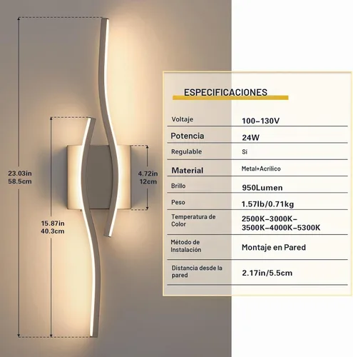Vista 7 de Joossnwell Accesorios de iluminación de tocador de baño de níquel cepillado sobre espejo 5CCT lámpara de baño ajustable lámpara de tocador moderna