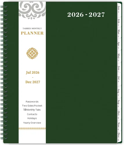 Vista 13 de Agenda mensual 2026 - Agenda 2026, agenda de enero 2026 a diciembre 2026, calendario mensual de 12 meses con pestañas y bolsillo, etiquetas