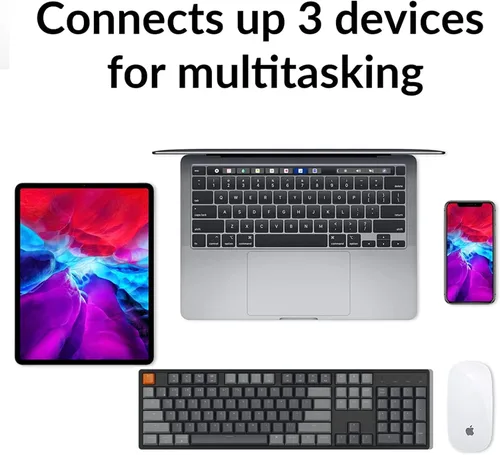 Vista 5 de Keychron Teclado mecánico inalámbrico K10 de tamaño completo de 104 teclas, retroiluminación RGB intercambiable en caliente con interruptor marrón
