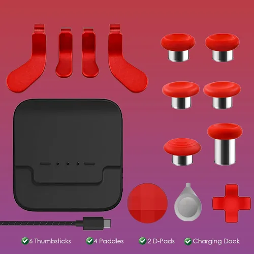 Vista 4 de LuLuGou Customized Elite Series 2 Controller-Magic Sound Red,Gamepad Compatible with Xbox Elite Series 2 Controller,Custom Soft Touch Feel,Gaming