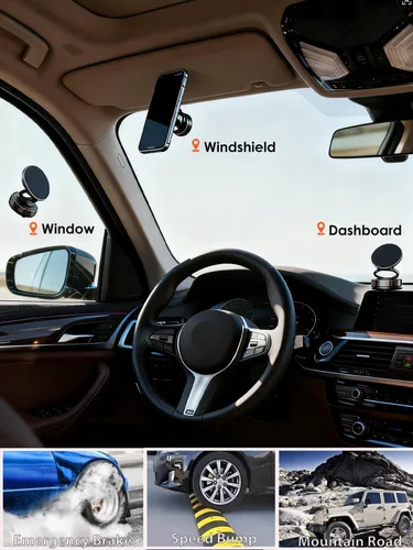 Vista 5 de Soporte magnético para teléfono de coche al vacío con imanes fuertes, soporte ajustable de 360° para teléfono celular, soporte plegable Magsafe