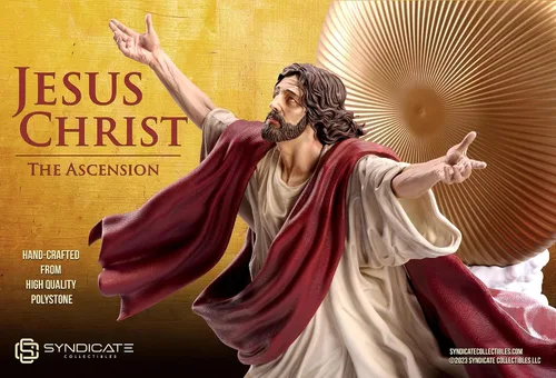 Vista 8 de La Ascensión de Jesucristo - Escultura de estatua de Polystone de 11 pulgadas Edición de bata roja a escala 1:10