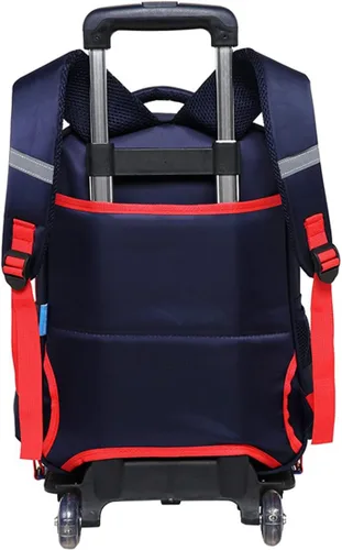 Vista 3 de Six Wheels Trolley Maleta escolar para niños y niñas, mochila Oxford para vacaciones, equipaje de viaje para niños, Negro-2