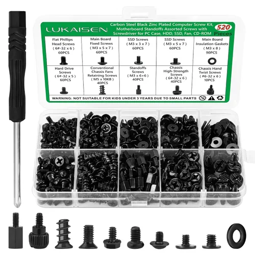 Vista 14 de 165 piezas de kit de tornillos para computadora para reparación de laptop y PC - Tornillos PCIe NVMe M.2, tuercas de separación, kit de tornillos