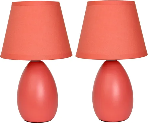 Vista 18 de Simple Designs LT1197-PRP Lámpara de Mesa de Cerámica Ovalada Mini Elegante y Estilizada Oblonga de 9.45" con Pantalla a Juego, para Sala de Estar