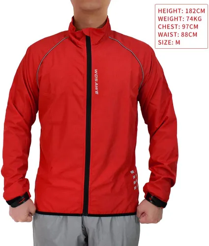 Vista 7 de WOSAWE Chaqueta de ciclismo para hombre, rompevientos ultraligera reflectante