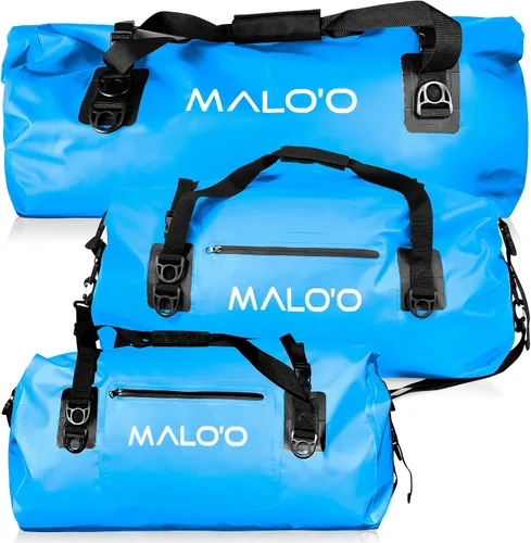 Vista 12 de Bolsa de lona impermeable Malo’o, bolsa de equipo resistente enrollable impermeable con correas para el hombro y bucles Molle, bolsa marina de lona
