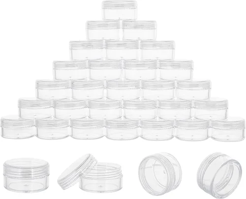 Vista 11 de 10 Gram 20 Unidades de Envases de Muestra, Pequeños Envases de Plástico con Tapa, Envases de Muestra Vacíos con Etiquetas y Mini Cucharas Negro