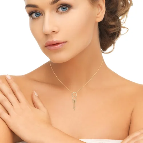 Vista 3 de LuvMyJewelry Collar Lariat de diamantes ajustable con diseño de trío de candelabro, disponible en amarillo de 14 quilates, oro rosa vermeil y plata