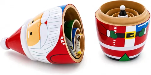 Vista 6 de BestPysanky Juego de 5 muñecas de madera de Papá Noel multicolor de 5.5 pulgadas